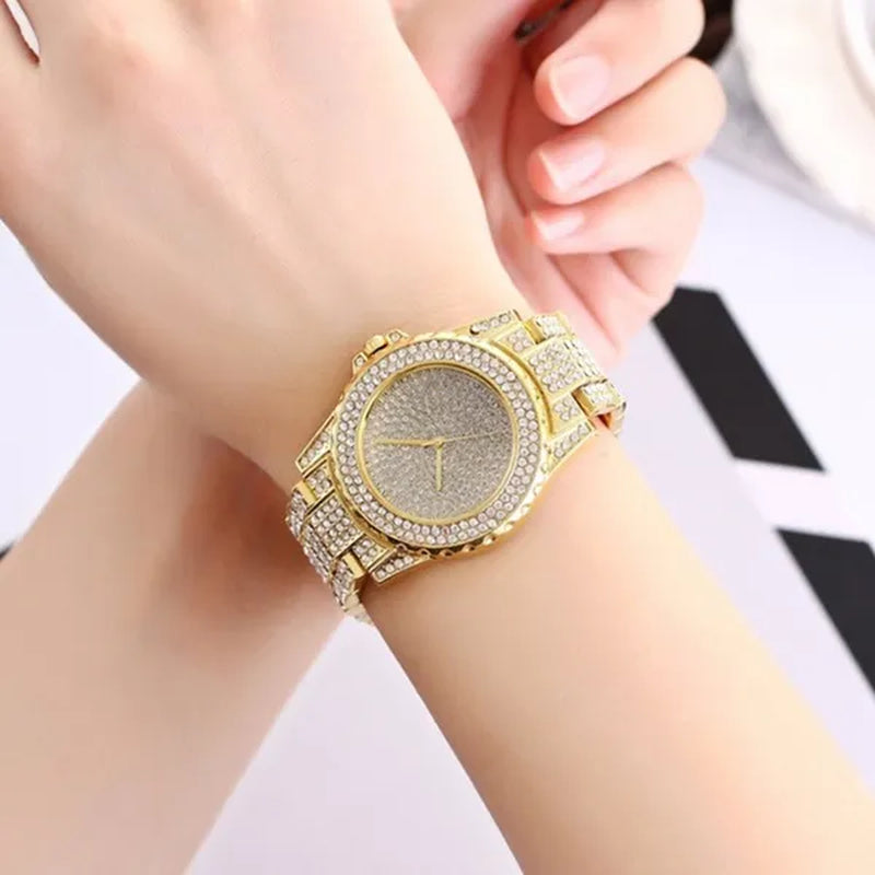 New Diamond Rhinestone Luxury Silver Gold Watch Fashion Bling Bling Fashion Diamond Watch High Quality Lady Wristwatches