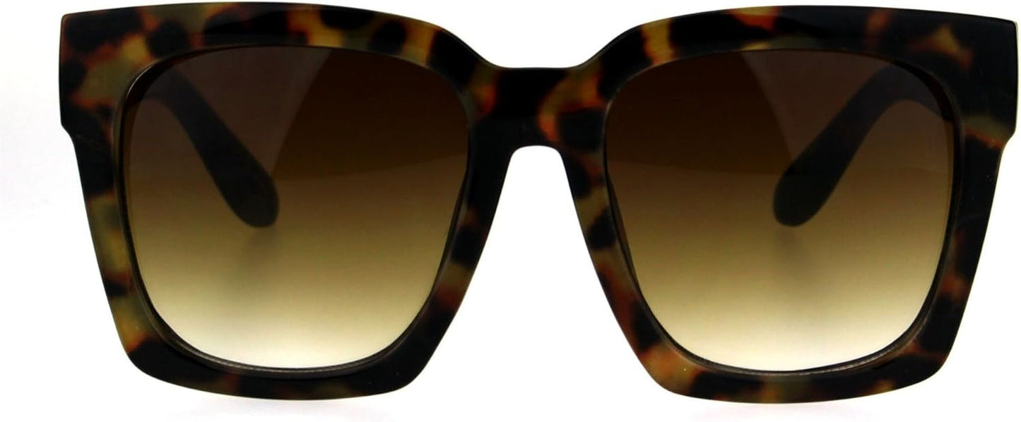 Womens Boyfriend Style XXL Oversize Horned Rim Thick Plastic Sunglasses
