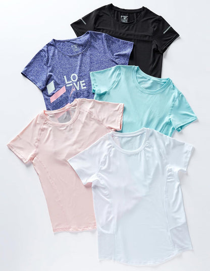 5 Pack: Women'S Dry Fit Short Sleeve T Shirts, Athletic Workout Tee Tops for Gym Yoga Running - WORLD TIME VISITS