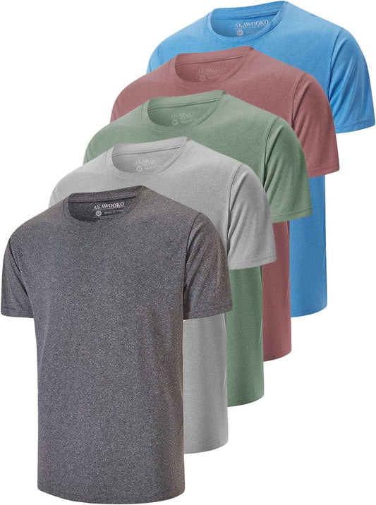 5 Pack Men'S Dry Fit T Shirts Athletic Running Gym Workout Short Sleeve Tee Shirts for Men - WORLD TIME VISITS
