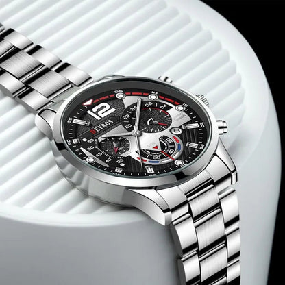 Fashion Men’s Stainless Steel Watches Luxury Quartz Wristwatch Calendar Luminous Clock Men Business Casual Watch