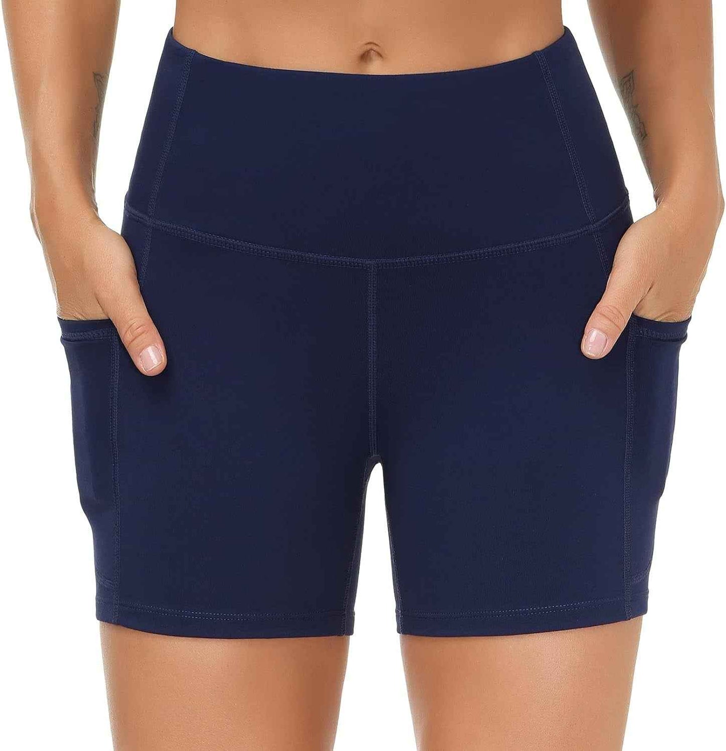 Women'S High Waist Workout Shorts Breathable Dolphin Split Elastic Lounge Yoga Shorts