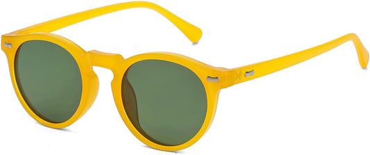 Vintage Polarized Sunglasses for Men round Sunglasses UV400 Protection Retro Hand-Crafted Acetate Frame - WORLD TIME VISITS
