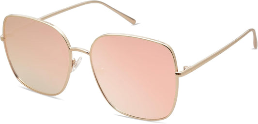 Trendy Oversized Square Metal Frame Sunglasses for Women Men Retro Big Flat Lens UV Protection Sunglasses SJ1146
