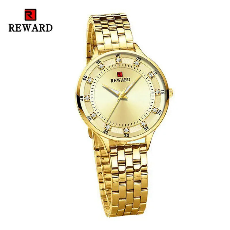 REWARD Fashion Quartz Watch Luxury Waterproof Anti-Scratch Wristwatches Timepiece Stainless Steel Wrist Watches for Women