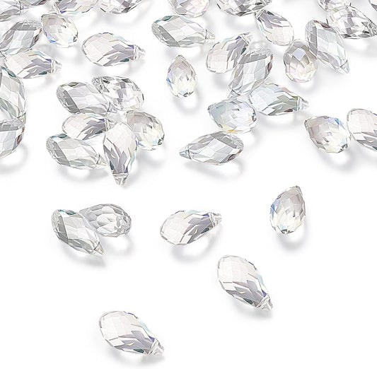 200 Pieces Teardrop Chandelier Crystal Pendants 6 X 12 Mm Crystal Beads for Chandelier Jewelry Making DIY Project Earring Necklaces Bracelets (Clear)