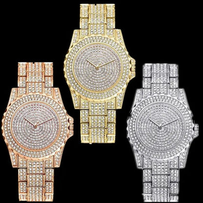 New Diamond Rhinestone Luxury Silver Gold Watch Fashion Bling Bling Fashion Diamond Watch High Quality Lady Wristwatches - WORLD TIME VISITS