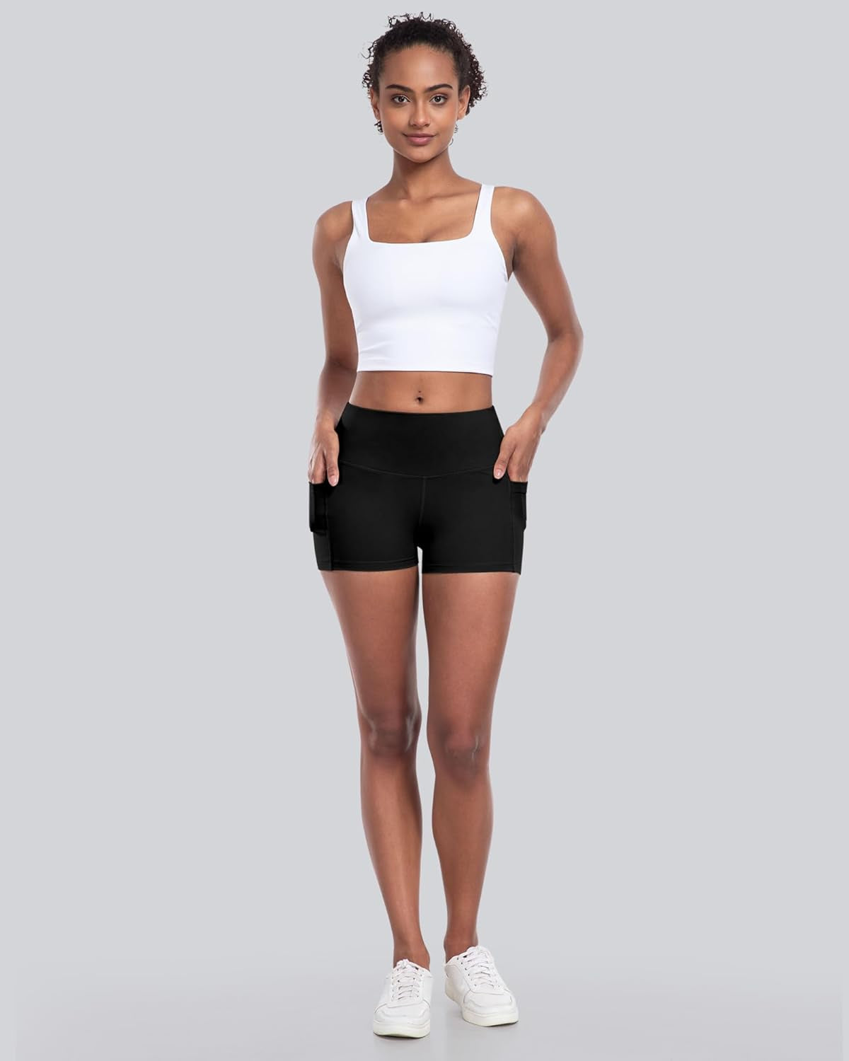 Womens Biker Shorts with Pockets: High Waisted Tummy Control Spandex Workout Yoga Athletic Gym Shorts 4 Packs - WORLD TIME VISITS