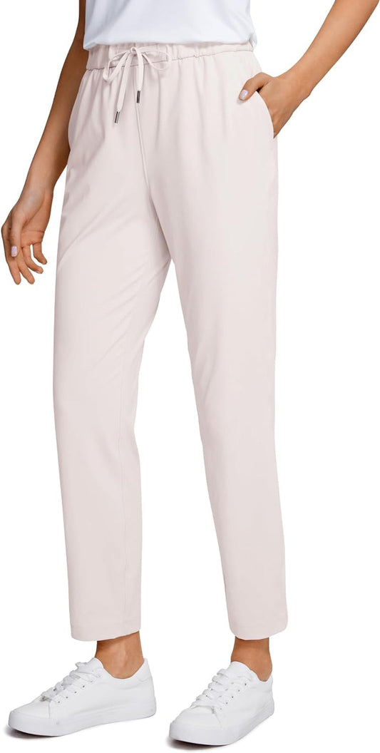 Womens 4-Way Stretch Ankle Golf Pants 7/8 Casual Dress Work Athletic Travel Workout Sweatpants with Pockets - WORLD TIME VISITS