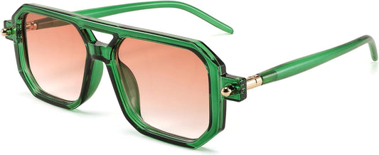 Vintage Square 70S Flat Aviator Sunglasses Women Men Classic Retro Stylish Frame UV400 Sunglasses B2622 - WORLD TIME VISITS