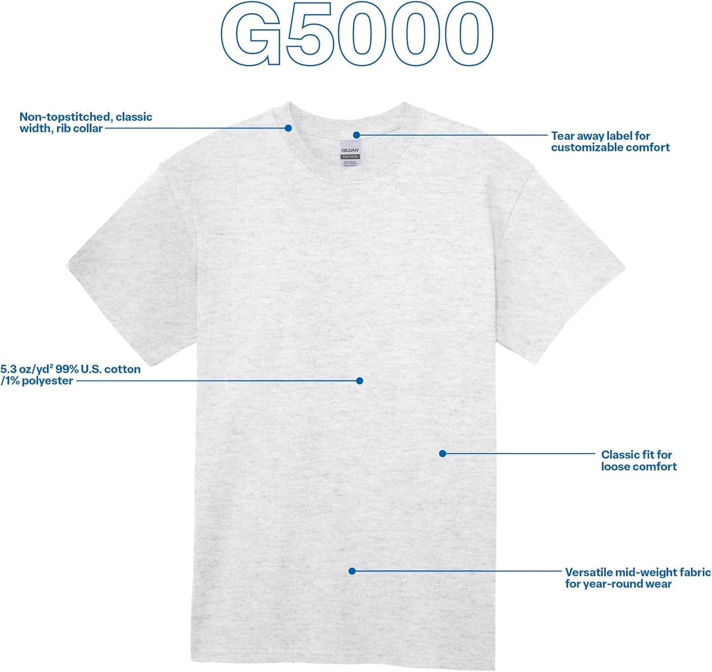 Unisex Adult Heavy Cotton T-Shirt, Style G5000, Multipack