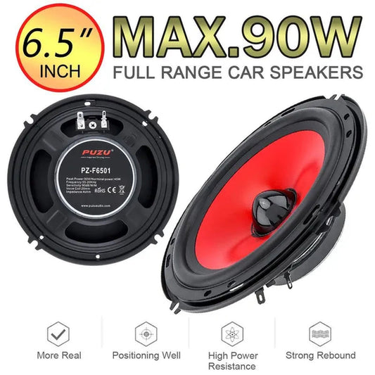 2Pcs 6.5 Inch 90W Full Range Frequency Car Audio Speaker Heavy Mid-Bass Ultra-Thin Modified Speakers - WORLD TIME VISITS