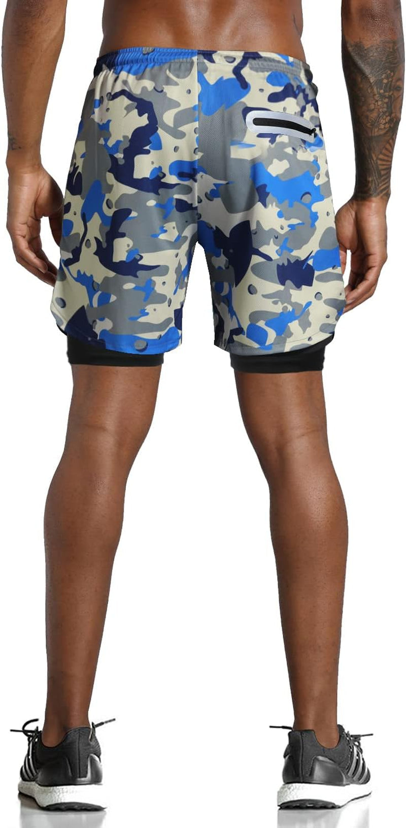 Men'S 2 in 1 Workout Running Shorts Lightweight Training Yoga Gym 7" Short with Zipper Pockets - WORLD TIME VISITS