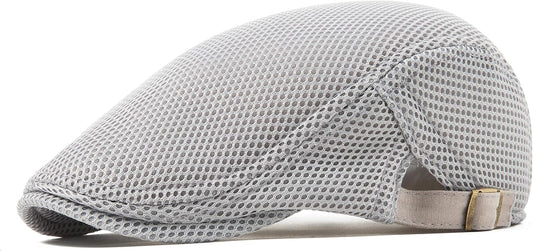 Men'S Breathable Mesh Summer Hat Adjustable Newsboy Beret Ivy Cap Cabbie Flat Cap Gatsby Driving Hunting Hats