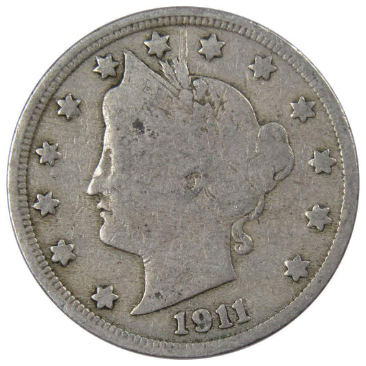 1911 Liberty Head V Nickel 5 Cent Piece AG about Good 5C US Coin Collectible Master Coins