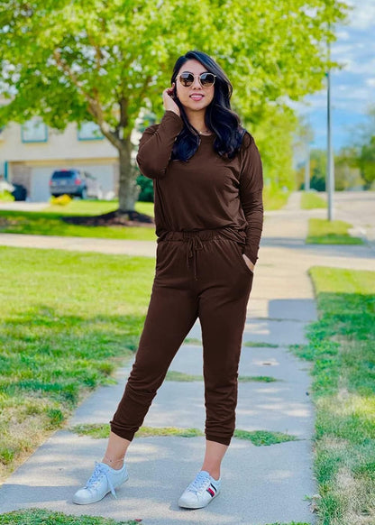 Women'S Fall 2 Piece Lounge Outfit Long Sleeve Crewneck Pullover Tops High Waisted Pants Set Tracksuit - WORLD TIME VISITS