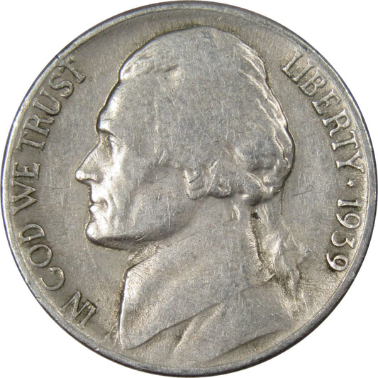 1939 S Jefferson Nickel 5 Cent Piece, about Good (AG), Collectible Coin, Nickel, Silver Master Coins