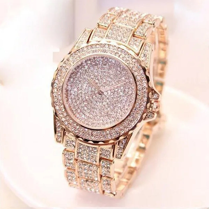 New Diamond Rhinestone Luxury Silver Gold Watch Fashion Bling Bling Fashion Diamond Watch High Quality Lady Wristwatches
