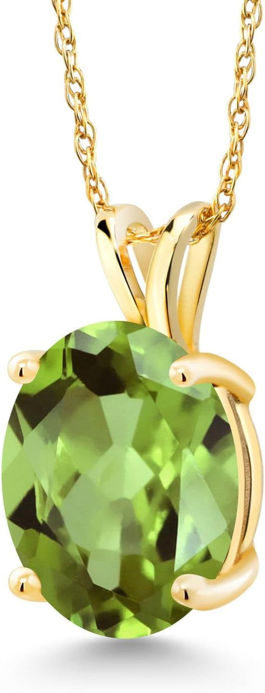 14K Yellow Gold Oval Gemstone Birthstone Pendant Necklace | Oval 11X9MM | Gold Necklace for Women | with 18 Inch 14K Gold Chain
