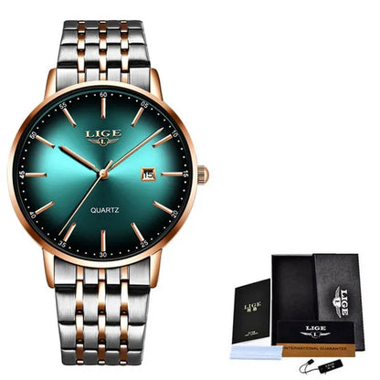 LIGE Luxury Ladies Watch Waterproof Rose Gold Steel Strap Women Wrist Watches Top Brand Bracelet Clocks Montre Femme