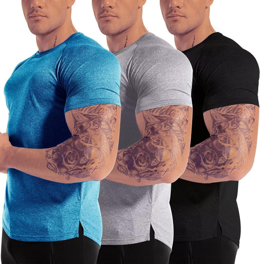 Men'S 3Pack Dry Fit Workout Gym Short Sleeve T Shirt Moisture Wicking Active Athletic Performance Running Shirts - WORLD TIME VISITS