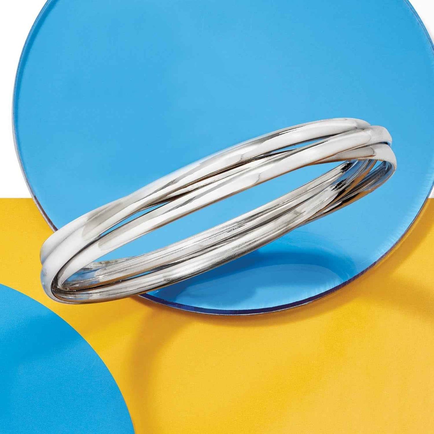 Italian Sterling Silver Rolling Bangle Bracelet. 7.5 Inches