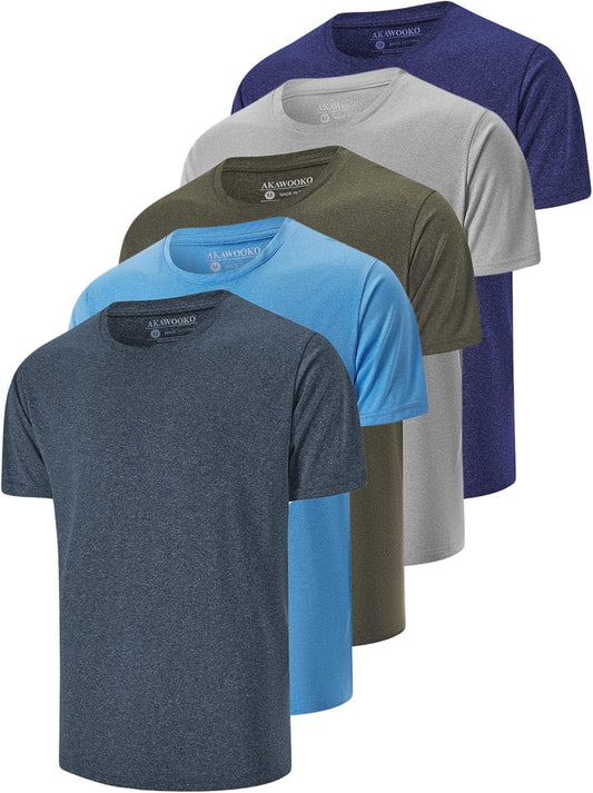 5 Pack Men'S Dry Fit T Shirts Athletic Running Gym Workout Short Sleeve Tee Shirts for Men - WORLD TIME VISITS