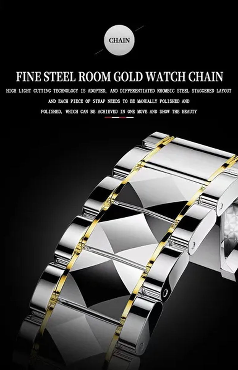 BINBOND Men's Fashion Quartz Watches Ultra Thin Diamond Stainless Steel Watch Waterproof Luminous Wrist Watch