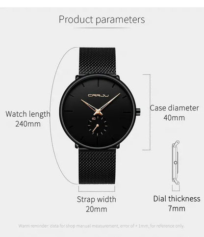 Fashion Mens Watches Top Brand Luxury Quartz Watch Men Casual Slim Mesh Steel Waterproof Sport Watch Relogio Masculino