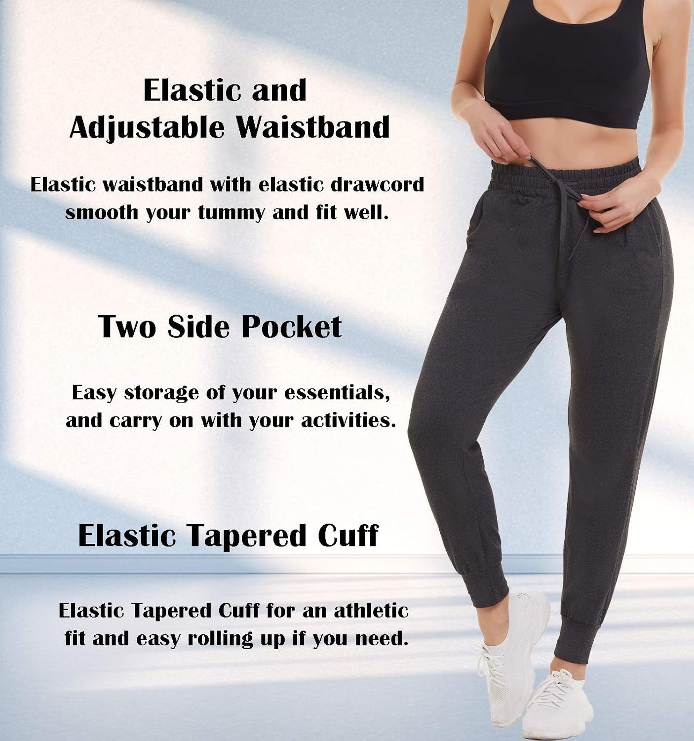 3 Pack Sweatpants for Women-Womens Joggers with Pockets Athletic Leggings for Workout Yoga Running