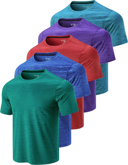5 Pack Men’S Active Quick Dry Crew Neck T Shirts | Athletic Running Gym Workout Short Sleeve Tee Tops Bulk - WORLD TIME VISITS