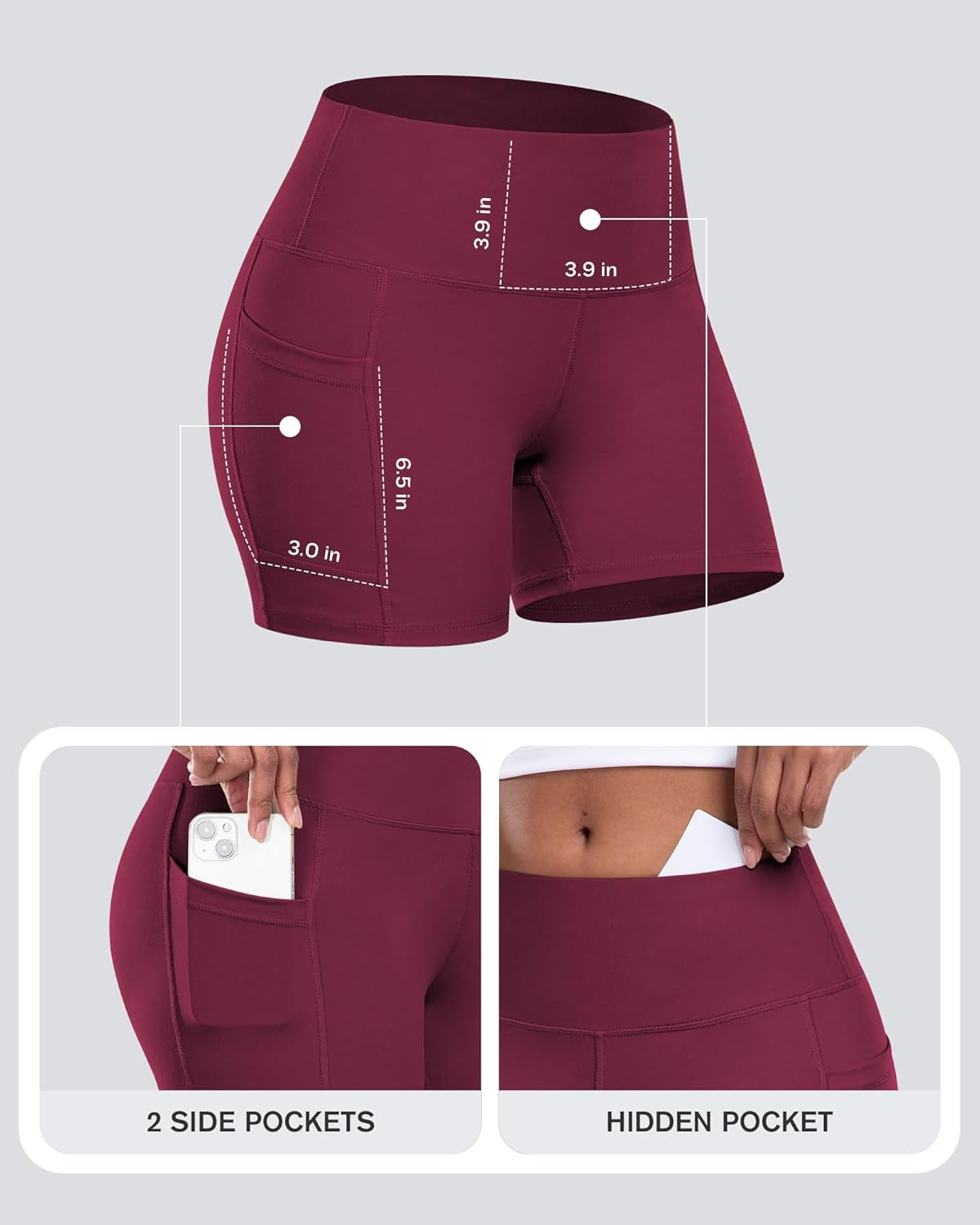 Womens Biker Shorts with Pockets: High Waisted Tummy Control Spandex Workout Yoga Athletic Gym Shorts 4 Packs - WORLD TIME VISITS