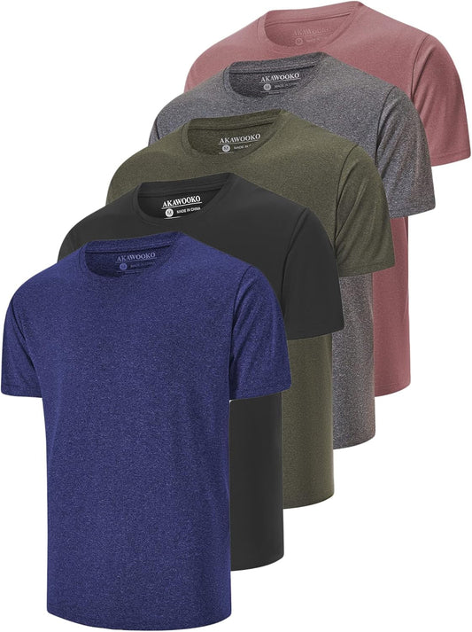 5 Pack Men'S Dry Fit T Shirts Athletic Running Gym Workout Short Sleeve Tee Shirts for Men - WORLD TIME VISITS