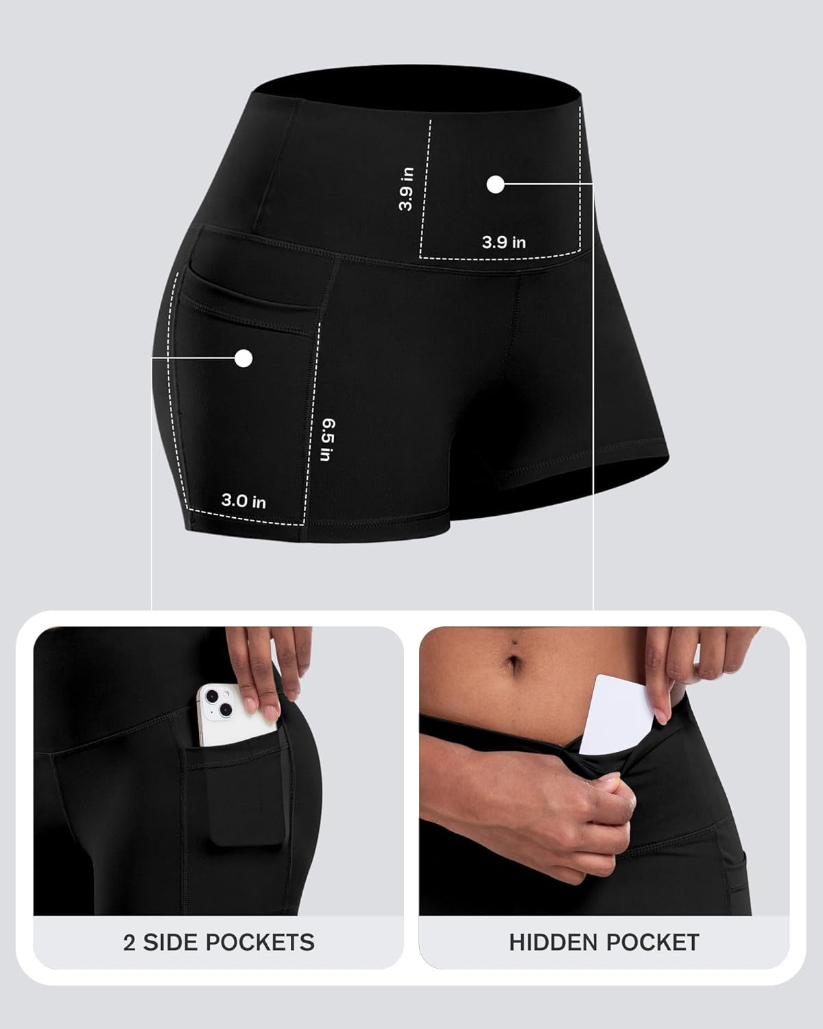 Womens Biker Shorts with Pockets: High Waisted Tummy Control Spandex Workout Yoga Athletic Gym Shorts 4 Packs - WORLD TIME VISITS