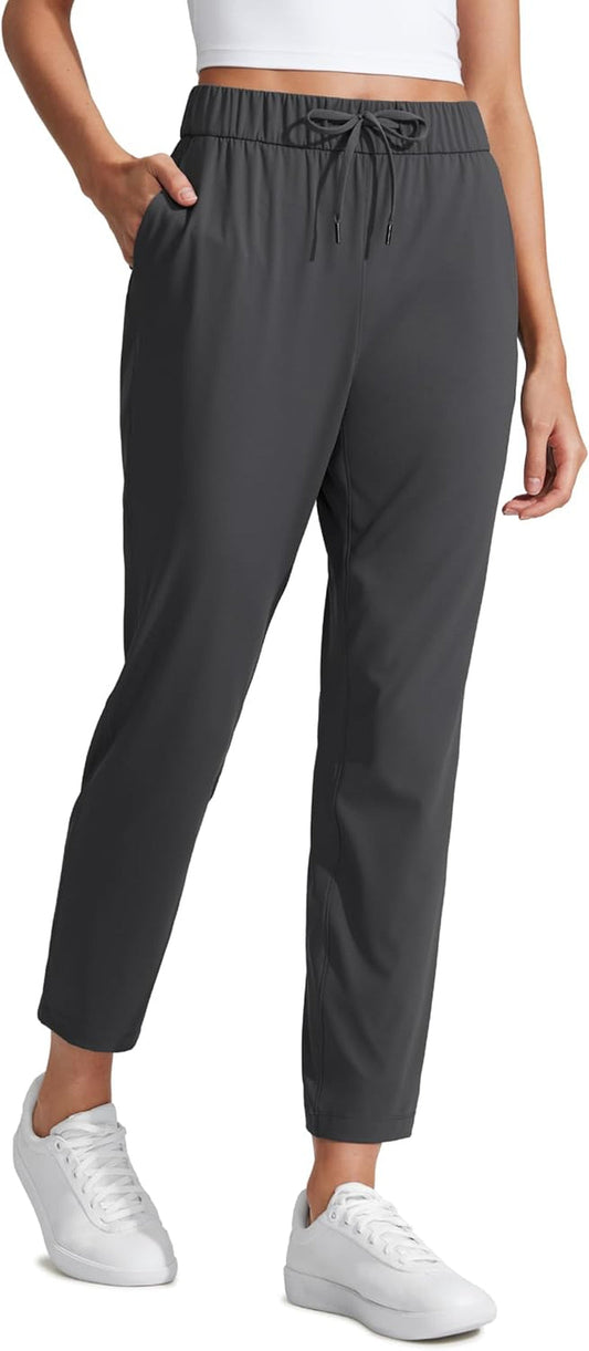 Womens 4-Way Stretch Ankle Golf Pants 7/8 Casual Dress Work Athletic Travel Workout Sweatpants with Pockets - WORLD TIME VISITS