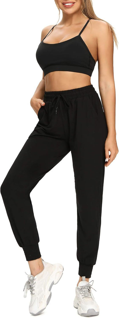 3 Pack Sweatpants for Women-Womens Joggers with Pockets Athletic Leggings for Workout Yoga Running