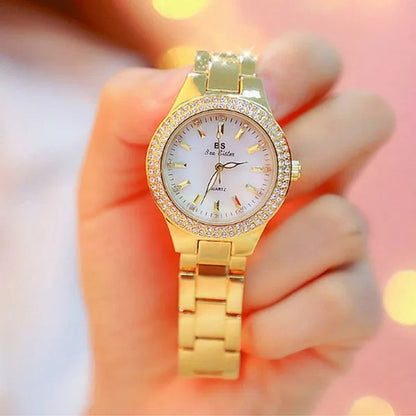 Luxury BS Bee Sister Ladies Wrist Watches Crystal Diamond Stainless Steel Watches for Women