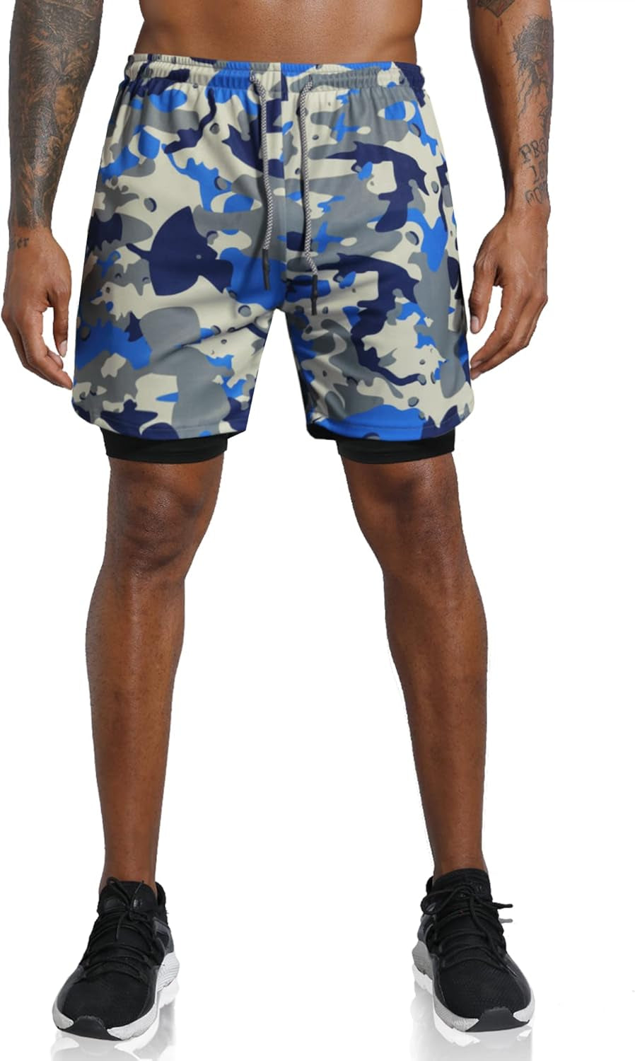 Men'S 2 in 1 Workout Running Shorts Lightweight Training Yoga Gym 7" Short with Zipper Pockets - WORLD TIME VISITS
