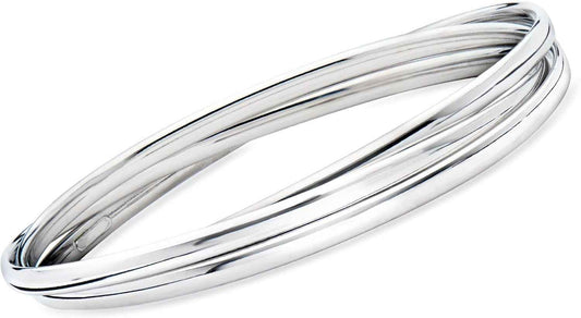 Italian Sterling Silver Rolling Bangle Bracelet. 8.5 Inches