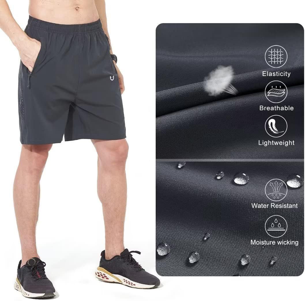 Men'S Athletic Running Shorts Quick Dry Workout Shorts 7"/ 5"/ 9" Lightweight Sports Gym Basketball Shorts Hiking