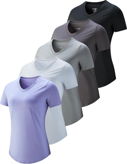 5 Pack: Women'S Dry Fit Short Sleeve T Shirts, Athletic Workout Tee Tops for Gym Yoga Running - WORLD TIME VISITS