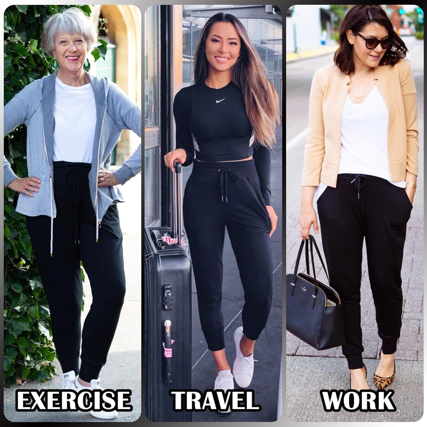 3 Pack Sweatpants for Women-Womens Joggers with Pockets Athletic Leggings for Workout Yoga Running