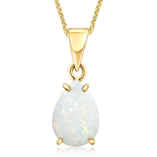 14K Gold Opal Pendant for Women - Gold Pendant -Teardrop Pendant - Gold Dainty Pendant - Solid Gold Pendant - Dainty Gold Pendant - Wedding Pendant for Brides - Opal Jewelry