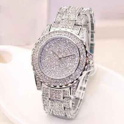 New Diamond Rhinestone Luxury Silver Gold Watch Fashion Bling Bling Fashion Diamond Watch High Quality Lady Wristwatches