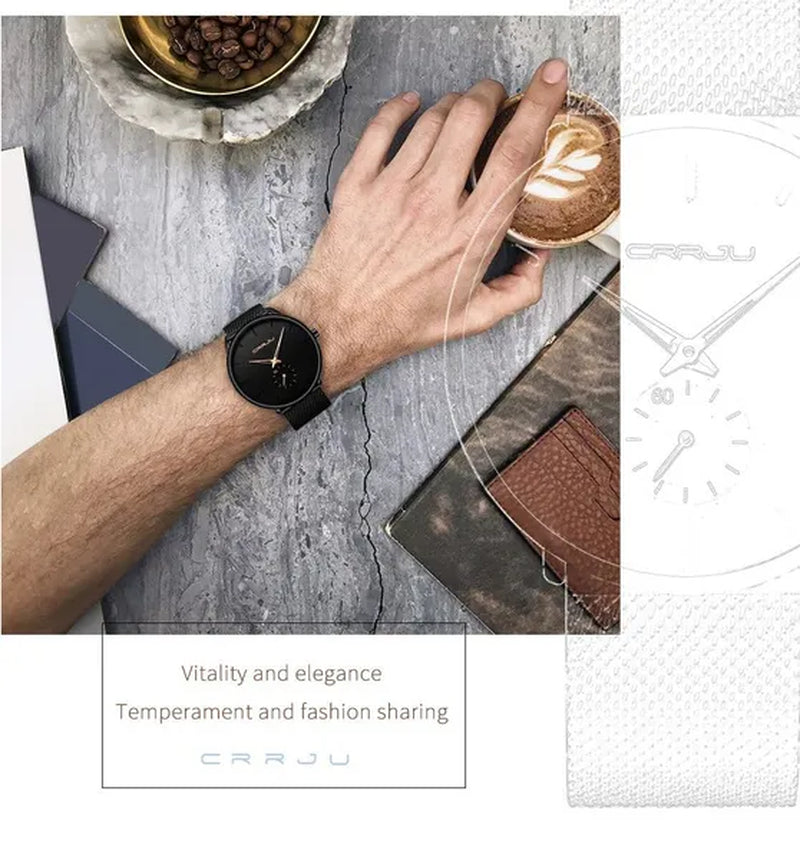 Fashion Mens Watches Top Brand Luxury Quartz Watch Men Casual Slim Mesh Steel Waterproof Sport Watch Relogio Masculino