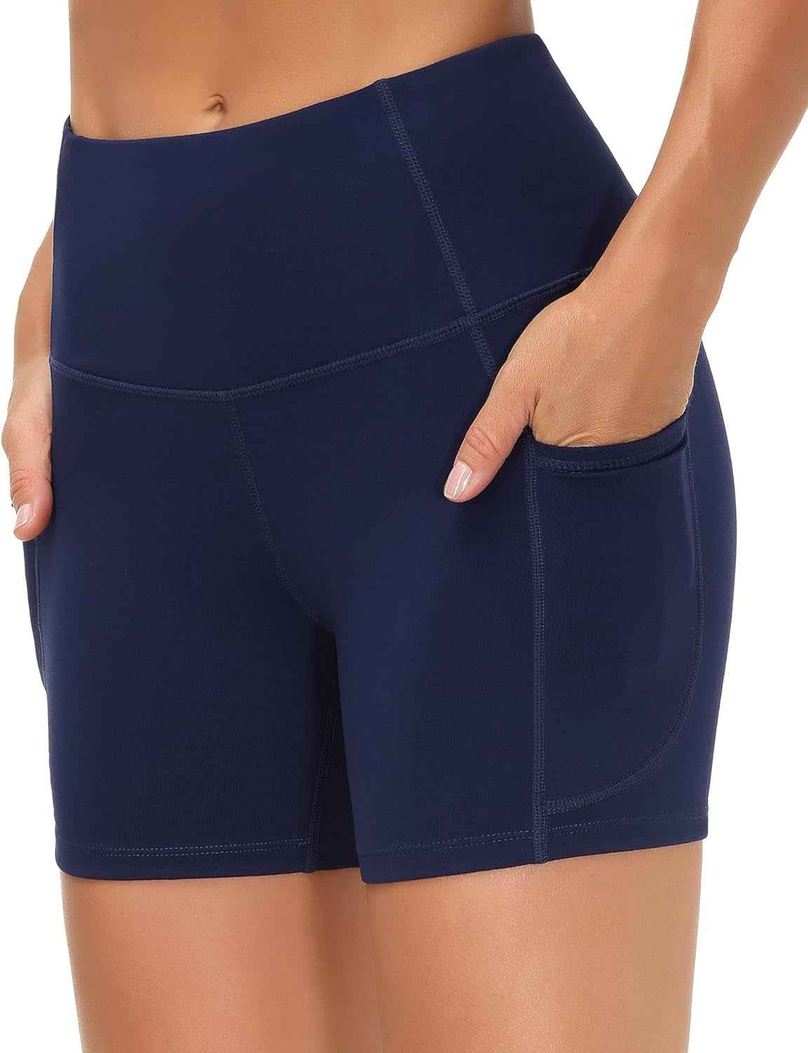 Women'S High Waist Workout Shorts Breathable Dolphin Split Elastic Lounge Yoga Shorts
