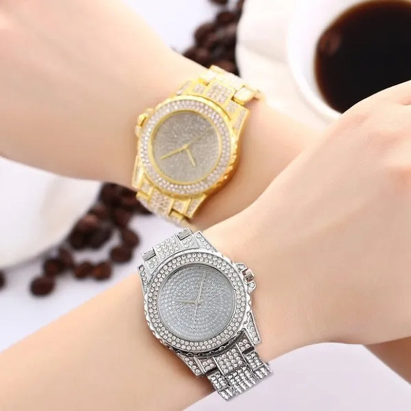 New Diamond Rhinestone Luxury Silver Gold Watch Fashion Bling Bling Fashion Diamond Watch High Quality Lady Wristwatches