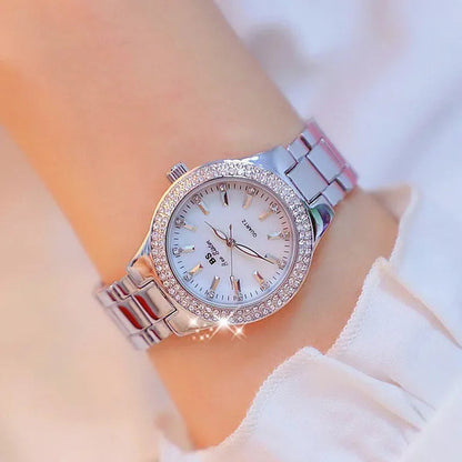 Luxury BS Bee Sister Ladies Wrist Watches Crystal Diamond Stainless Steel Watches for Women