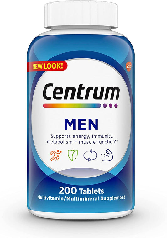 Multivitamin for Men, Multivitamin/Multimineral Supplement with Vitamin D3, B Vitamins and Antioxidants, Gluten Free, Non - Gmo Ingredients - 200 Count - WORLD TIME VISITS