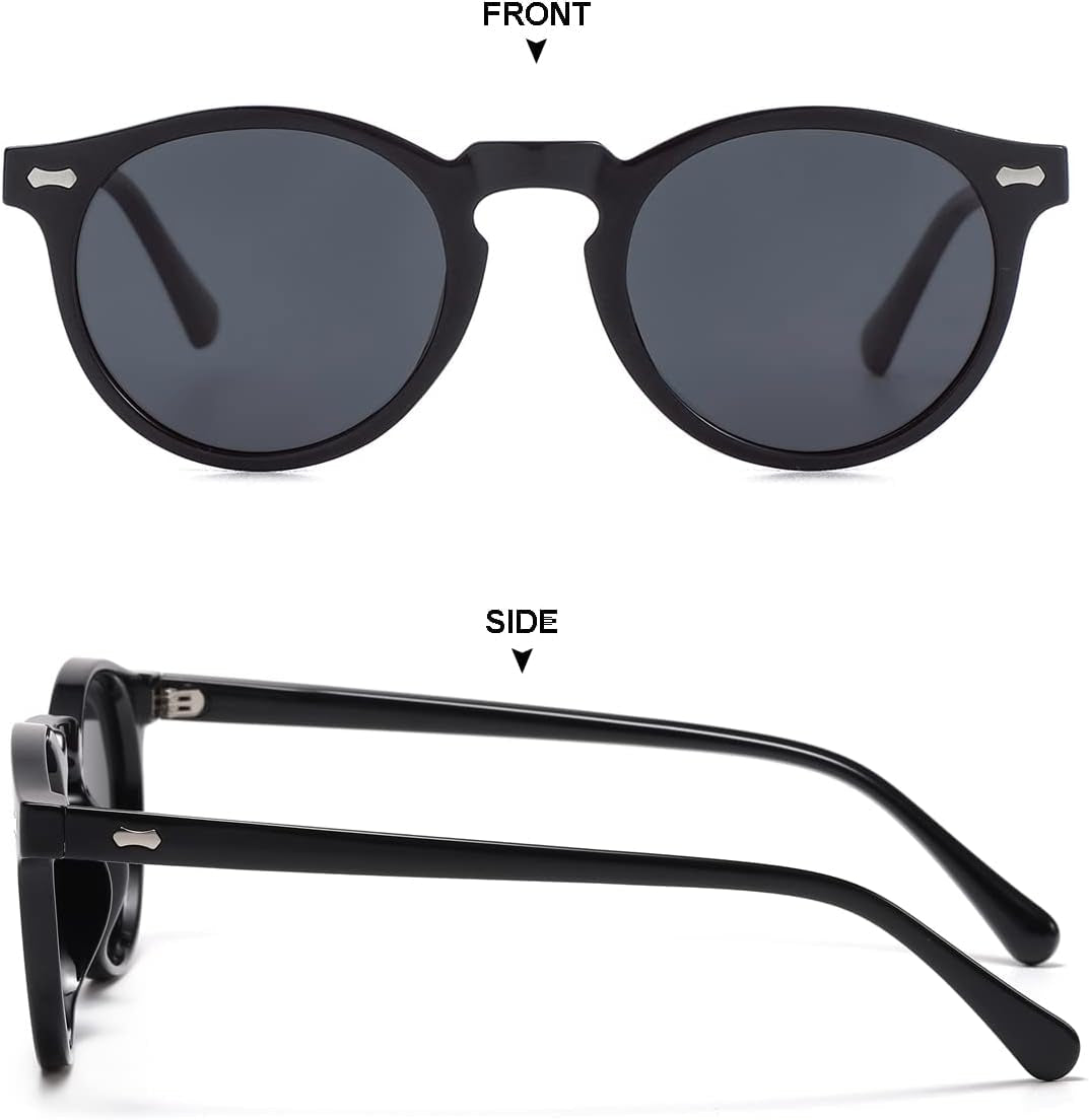 Vintage Polarized Sunglasses for Men round Sunglasses UV400 Protection Retro Hand - Crafted Acetate Frame - WORLD TIME VISITS